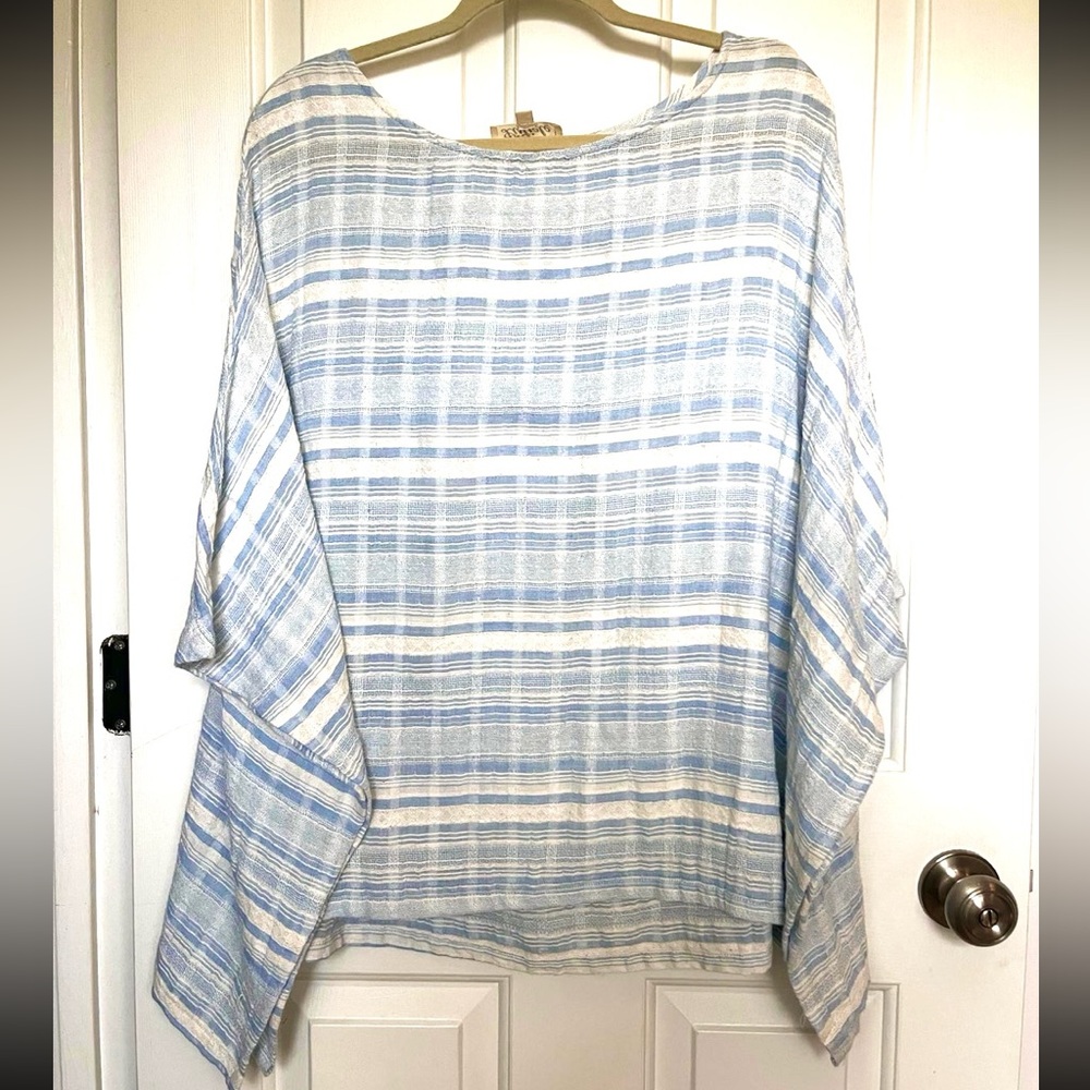 Listicle Light Blue and White Striped Garment
